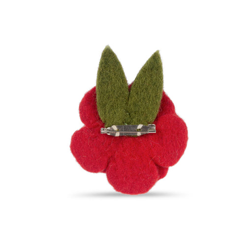 Large Felt Poppy with Leaves Brooch